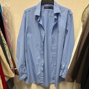 Polo by Ralph Lauren Men's Light Blue Pinstripe Shirt